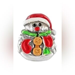RETIRED Brighton Festive Snowman Bracelet Charm - Red, Green, Gold, Silver